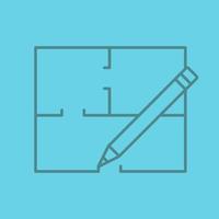 Floor plan linear icon. Flat blueprint. Thin line outline symbols on color background. Vector illustration