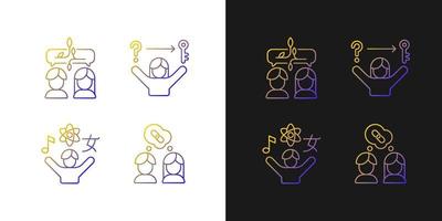 Communication skills gradient icons set for dark and light mode vector