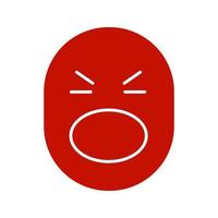 Face with open mouth and tightly closed eyes glyph icon. Shocked smiley. Silhouette symbol. Negative space. Vector isolated illustration