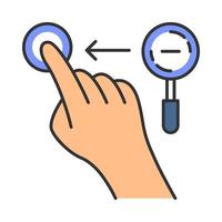 Zoom out horizontal gesture color icon vector