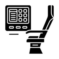 Passenger seat with multimedia screen glyph icon vector