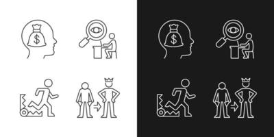 Extrinsic motivation linear icons set for dark and light mode vector