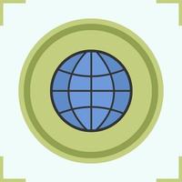 Globe color icon. Earth spherical model. Isolated vector illustration