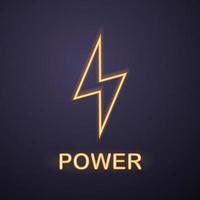 Power neon light icon. Lightning bolt. Glowing sign. Vector isolated illustration