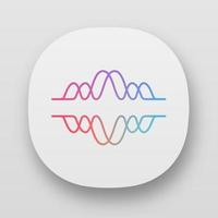 icono de la aplicación de ondas superpuestas. grabación de voz, señal de radio. nivel de frecuencia de la música abstracta. ruido, amplitud de vibración. aplicaciones web o móviles. vector ilustración aislada