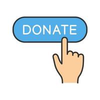 Donate button click color icon vector