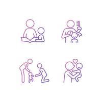 Family bonding time gradient linear vector icons set