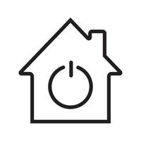 Home with power sign inside linear icon. Smart house. Thin line illustration. Contour symbol. Vector isolated outline drawing