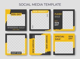 Social media template post for promotion. template post for ads. design with yellow and black color. vector