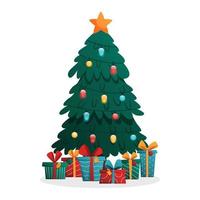 Decorated Christmas tree with gift boxes vector