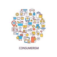 Consumerism abstract color concept layout with headline vector