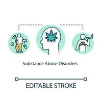 Substance abuse disorders concept icon. Mental illness idea thin line illustration. Drug use. Smoking. Pernicious habits. Vector isolated outline RGB color drawing. Editable stroke