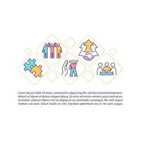 Teamwork concept line icons with text vector