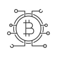 Bitcoin linear icon. Online banking. Thin line illustration. Bitcoin payment. Contour symbol. Vector isolated outline drawing