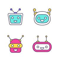 Chatbots color icons set vector