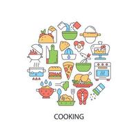 Cooking abstract color concept layout with headline vector