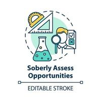 Soberly assess opportunities concept icon. Specialty selection. Scientific knowledge level. Choice of direction of study idea thin line illustration. Vector isolated outline drawing. Editable stroke