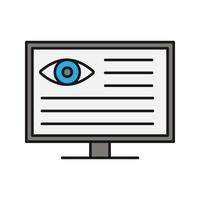 icono de color de computadora de diagnóstico ocular vector