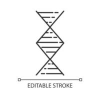 Diamond-shaped DNA helix linear icon. Deoxyribonucleic, nucleic acid. Molecular biology. Genetic code. Thin line illustration. Contour symbol. Vector isolated outline drawing. Editable stroke