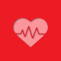 Cardio pulse paper cut out icon vector