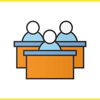 Audience color icon. Lecture hall. Students conference. Isolated vector illustration