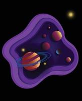 Fun space where stars and planets swim in their different colors vector