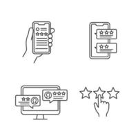 Rating linear icons set vector