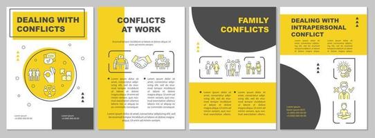 Dealing with conflicts yellow brochure template vector