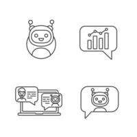 Chatbots linear icons set vector