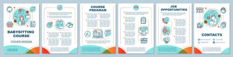 Babysitting course in bright colors brochure template layout vector