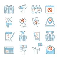 Protest action color icons set vector