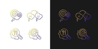 Recognize ones weaknesses gradient icons set for dark and light mode vector