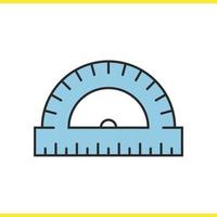 School protractor color icon. Geometry symbol. Isolated vector illustration