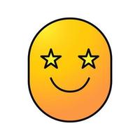 Smile with eyes like stars color icon. Isolated vector illustration