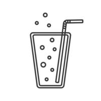 Lemonade linear icon. Thin line illustration. Soda glass with straw. Contour symbol. Vector isolated outline drawing