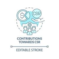 Contributions towards CSR blue concept icon vector