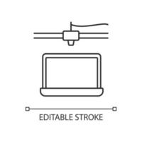 3d printed laptop linear icon vector