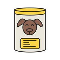 Canned dog food color icon. Pets nutrition. Isolated vector illustration