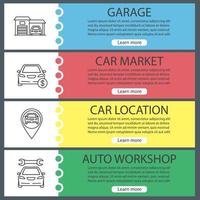 Auto workshop web banner templates set vector