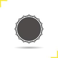 Beer bottle cap icon. Drop shadow silhouette symbol. Negative space. Vector isolated illustration