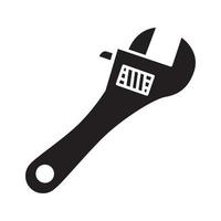 Adjustable wrench glyph icon. Silhouette symbol. Spanner. Negative space. Vector isolated illustration