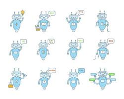 Conjunto de iconos de colores de chatbots vector