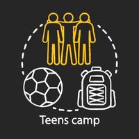 Teens camp chalk concept icon. Summer youngster club, community. Teenager holiday resort. Sports after school facility idea. Championship, competition training Vector isolated chalkboard illustration