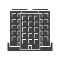 Multi-storey building glyph icon. Silhouette symbol. Tower block. Negative space. Vector isolated illustration