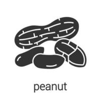 Peanut glyph icon. Silhouette symbol. Flavoring, seasoning. Negative space. Vector isolated illustration