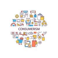 Consumerism abstract color concept layout with headline vector