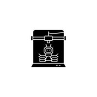 3d robots printing black glyph icon vector