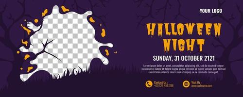 Halloween banner or party invitation background design template vector