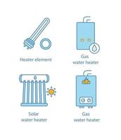 Heating color icons set vector