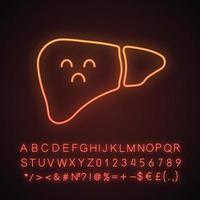 Sad liver neon light icon vector